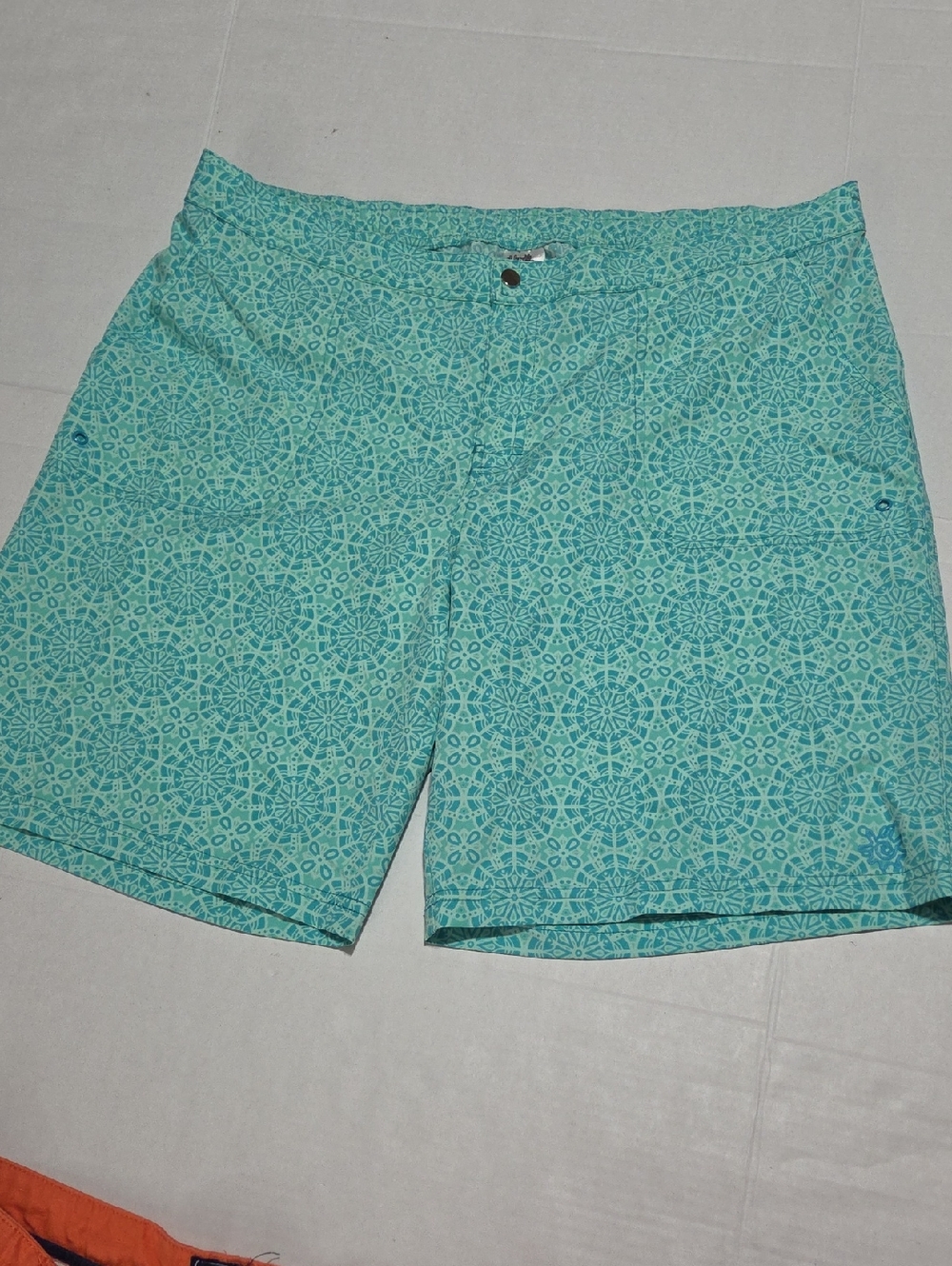 Men's Flat Front Aqua Patterned Shorts